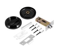 Foppla Round Recessed Door Lock 304 Stainless Steel Hidden Recessed Cup Door Handle Keyless Recessed Door Pull Latch Knob Round Embedded Concealed Door Pull for Bathroom Bedroom(Black)