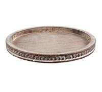 Foppla Rustic Wood Beaded Tray - Elegant Serving Tray for Farmhouse Kitchen, Dining Room, Living Room, Entryway Table (3049-brown)