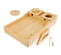 Foppla Sofa Arm Tray Table with Cup Holder Multifunctional Couch Arm Tray Folding Couch Table Tray Space Saving Sofa Armrest Tray Wood Couch Armrest Table for Eating Drinks Snacks