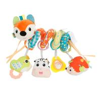 Foppla Spiral Pram Toy,Interactive Pram Toy with Sensory Toys,Plush Activity Rattle Hanging Toys,Sensory Gift for Newborn Infant Baby Pushchair Stroller(Colorful fox style)
