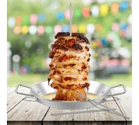 Foppla Vertical Skewer Stainless Steel Vertical Skewer Grill with 8/10/12 Inch Removable Spikes Vertical Barbecue Rack Vertical Skewer Stand for Roasting Meat Steak Chicken Sausage Kebabs