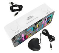 Foppla Vibrating Alarm Clock Large LED Display RGB Digital Clock with 15 Colors Vibrator Night Light Bedside Mirror Clock Desk Clock Adjustable Brightness Volume Time RGB Lighting for Office(white)