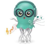 FOPSDGN Dancing Squid Baby Toy, Crawling Octopus Toy with Sound, Magic Squid Tummy Time Toy for Kids Boys Girls Birthday Gifts, Funny Squid for Desk Decor