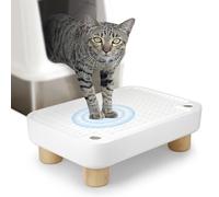 FOPUNB Litter Box Step, Litter Box Ramp with Removable Wooden Legs, Anti-Tracking & Easy to Clean, Cat Ramp for Litter Box, Cat Steps for Small & Older Cats (White)