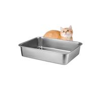 FOPUNB Stainless Steel Litter Box, Metal Litter Box for Little/Large Cats, Rust-Resistant, Odor-Control, Non-Sticky, Easy Rinse Cleaning, Durable & Long-Lasting(23.6"×15.7"×5.9" / 60×40×15cm)-2nd