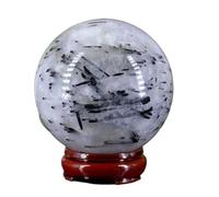 FOPURE 1pc 800-850g Black Tourmaline Ball Crystal Quartz Sphere