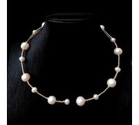 FOPURE 7-8mm 12-13mm Freshwater Cultured White Potato Pearl Gold Plated Beads Choker Necklace