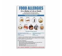 FOPURE Allergen Information Chart Canvas Wall-Art Food Allergy Guide Poster for Cafe Bakery Dining Room Wall Decor(Framed,08x12inch(20x30cm))