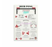 FOPURE Beer Pong Rules Poster Party Game House Rules Canvas Wall-Art for Game Room Man Cave Bar Decor(Unframed,08x12inch(20x30cm))