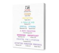 FOPURE Biblical Affirmations Wall Art for Kids - Christian “I Am” Statements Print for Children‘s Room - Positive Faith Decor for Nursery Bedroom(Framed,16x24inch(40x60cm))