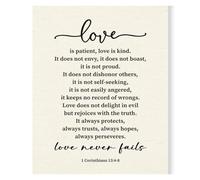 FOPURE Biblical Love Quote Canvas Art - Love Never Fails Poster, Scripture Wall Decor for Church or Family Room(Framed,16x24inch(40x60cm))