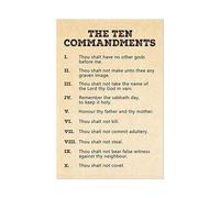 FOPURE Cool Large Ten Commandments Poster, Religious Wall-Art with Moses Quote, Testament Rules Scripture Decor for Man Cave, Bar, Game Room (Unframed,16x24inch(40x60cm))