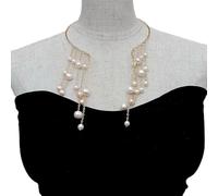 FOPURE Cultured White Freshwater Pearl Electroplated Choker Necklace