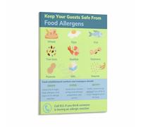 FOPURE Educational Food Allergens Poster Major Allergy Chart Information Guide Kitchen Wall-Art Canvas Decor(Unframed,12x18inch(30x45cm))