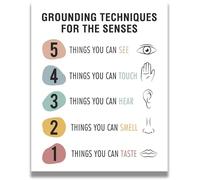 FOPURE Grounding Techniques for Anxiety - 5-4-3-2-1 Coping Skill Wall-Art for Mental Health, Office, Counseling Decor(Framed,12x18inch(30x45cm))