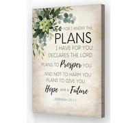 FOPURE Inspirational Christian Gift Jeremiah 29:11 Canvas Wall-Art For I Know The Plans I Have For You Bible Verse Decor(Framed,08x12inch(20x30cm))