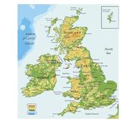 FOPURE Ireland Scotland Map Poster Topographical Wall-Art Print Britain and Ireland Geography Chart Home Decor Gift (Framed,12x18inch(30x45cm))