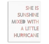 FOPURE Personalized Feeling Girl Poster: She's Our Sunshine & Hurricane - Modern Boho Minimalist Print for Big Sister Room, Playroom(Framed,16x24inch(40x60cm))