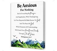 FOPURE Philippians 4:6-7 Wall-Art Canvas Print - Be Anxious for Nothing Religious Decor, Inspirational Scripture for Anxiety, Home Office Church Christian Gift (Framed,16x24inch(40x60cm))