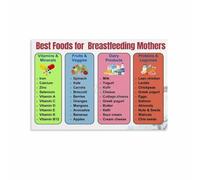 FOPURE Postpartum Nutrition Guide Canvas Wall-Art Poster Healthy Eating Chart for Nursery Decor Mom Wellness Educational Gift(Framed,16x24inch(40x60cm))