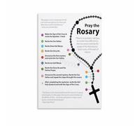 FOPURE Sacred Heart & Rosary Canvas Art, Classic Catholic Wall Decor, Religious Picture for Home, Office, Faith-Based Decor(Unframed,08x12inch(20x30cm))