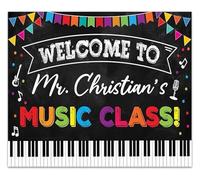 FOPURE School Office Decor Personalized Welcome to Music Classroom Poster Teacher Name Music Education Wall-Art(Unframed,12x18inch(30x45cm))