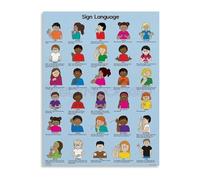 FOPURE Sign Language Reference Guide ASL Chart for Home and Office Canvas Print Wall-Art for Deaf Community and Allies(Unframed,08x12inch(20x30cm))