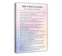 FOPURE Sobriety Gift Canvas Print Recovery Motivation Poster 12 Step Program Wall-Art for Office Home Decor Inspirational Quote(Framed,16x24inch(40x60cm))