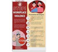 FOPURE Stop Workplace Violence Policy Poster Prevention Guide Infographic Training Educational Canvas Wall-Art Office Home Bedroom(Framed,16x24inch(40x60cm))