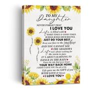 FOPURE Sunflower Daughter Gift Framed Wall-Art To My Daughter Never Forget I Love You Canvas Print from Parents for Her Room Birthday Christmas(Unframed,16x24inch(40x60cm))