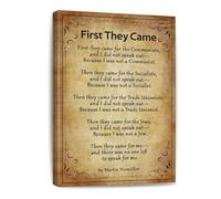 FOPURE The Dangers of Silence - First They Came Quote Canvas Art, a Solemn Reminder for Home Office, Law Firm, or Academic Wall(Framed,08x12inch(20x30cm))