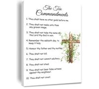 FOPURE The Ten Commandments Canvas Print, Full Scripture Poster from Exodus 20, Religious Wall-Art for Home, Scripture Painting for Bedroom and Church Decor(Framed,12x18inch(30x45cm))