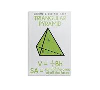 FOPURE Triangular Pyramid Geometry Poster, 3D Shapes Volume & Area Formulas, Laminated Math Chart for Middle & High School Classroom(Framed,08x12inch(20x30cm))