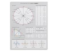 FOPURE Trigonometry Wall-Art Math Poster Unit Circle and Sin Cos Tan Graphs Educational Print for Students Teachers(Unframed,12x18inch(30x45cm))
