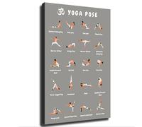 FOPURE Yoga Poses Poster for Home Gym - Beginners Workout Guide with Stretching Exercises and Pose Charts(Framed,16x24inch(40x60cm))