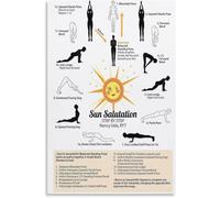 FOPURE Yoga Poster: The Complete Sun Salutation - Step-by-Step Illustrated Guide, Canvas Wall Art for Practice Room or Modern Home Decor(Framed,16x24inch(40x60cm))