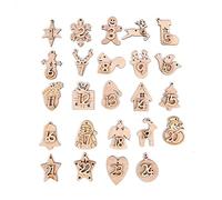 Fopytu 1 to 24 Wooden Number for Christmas Advent Calendar Countdown, Wooden Number Pendants for Diy Craft Gift Tags Decorations