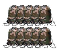 Fopytu 10 Pcs Camouflage Drawstring Backpack Camo Drawstring Bag Large Capacity Sport Bags Lightweight Storage Bags for Gym Traveling Camping
