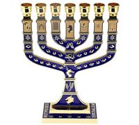 Fopytu 12 Tribes of Israel Menorah, Jerusalem Temple 7 Branch Jewish Candle Holder for Home Decor