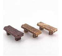 Fopytu 3 Pcs Mini Wooden Benches Miniature Fairy Garden Ornaments for Moss Terrariums Landscape Dollhouse Accessories Decorations