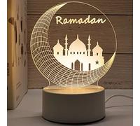Fopytu 3d Eid Mubarak Night Lights Ornament Usb Operate Islam Muslim Ramadan Crescent Moon Lamp Ramadan Kareem Decoration for Home