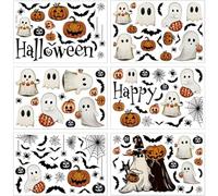 Fopytu 6 Sheets Halloween Window Stickers Pumpkin Ghost Bat Pattern Glass Sticker for School Home Office Decoration Supplies