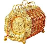 Fopytu 6pcs Round Luxury Tableware Gold Vintage Plate Set with Stand Candy Snacks Dessert Serving Tray for Dinner Wedding Dinner Events