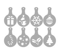 Fopytu 8 Pcs Christmas Coffee Decoration Stencils Coffee Latte Art Template Coffee Mold Tool for Cake Coffee Cappuccino Hot Chocolate