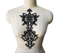 Fopytu Black Embroidered Fabric Appliques Flora Gothic Baroque Gown Collar Sew on Patch for Wedding Decoration Dress Diy