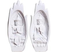 Fopytu Buddha Sitting in Hand Resin Statue, Buddhist Figurines Ornaments Zen Gifts for Temple Home Decor