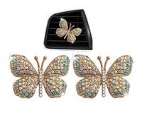 Fopytu Car Air Fresheners Vent Clips, 2 Pcs Cute Rhinestone Butterfly Air Freshener Vent Clip Sparkly Bling Car Accessories for Women