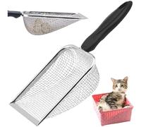 Fopytu Cat Litter Scoop Fine Mesh Stainless Steel Litter Cleaner Scoop for Litter Box Kitty Metal Scooper with Long Handle Beach Shovel
