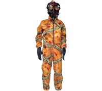 Fopytu Child Biohazard Zombie Costume Unisex Biohazard Hazmat Suit and Mask Gloves Halloween Biochemical Radiation Jumpsuit Fancy Dress Costumes for Kids