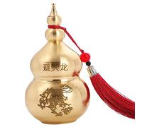 Fopytu Chinese Feng Shui Brass Gourd Statue Gold Wu Lou Figurine Ornament Good Luck Wealth Peaceful Home Decoration Collectible
